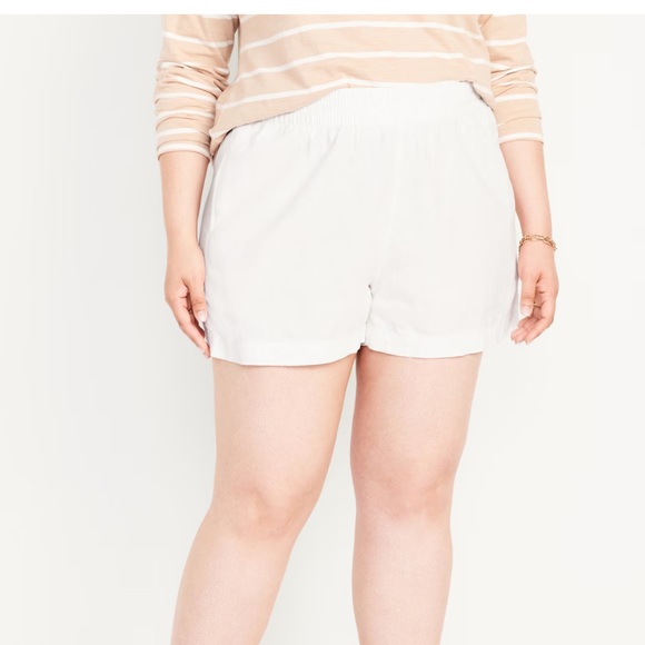 NWT OLD NAVY Matching High-Waisted Striped Linen-Blend 3.5-inch inWhite Lilies - Picture 7 of 9